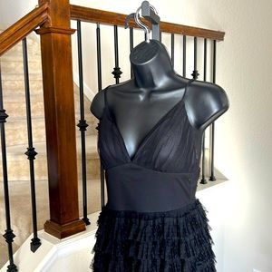 Evening dress | Black Ruffles | Backless | Spaghetti straps | size 5 | worn once
